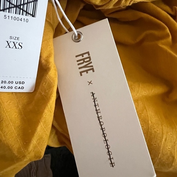 Frye X Anthropologie Marin Mustard Yellow top Size XXS NWT - Picture 4 of 8
